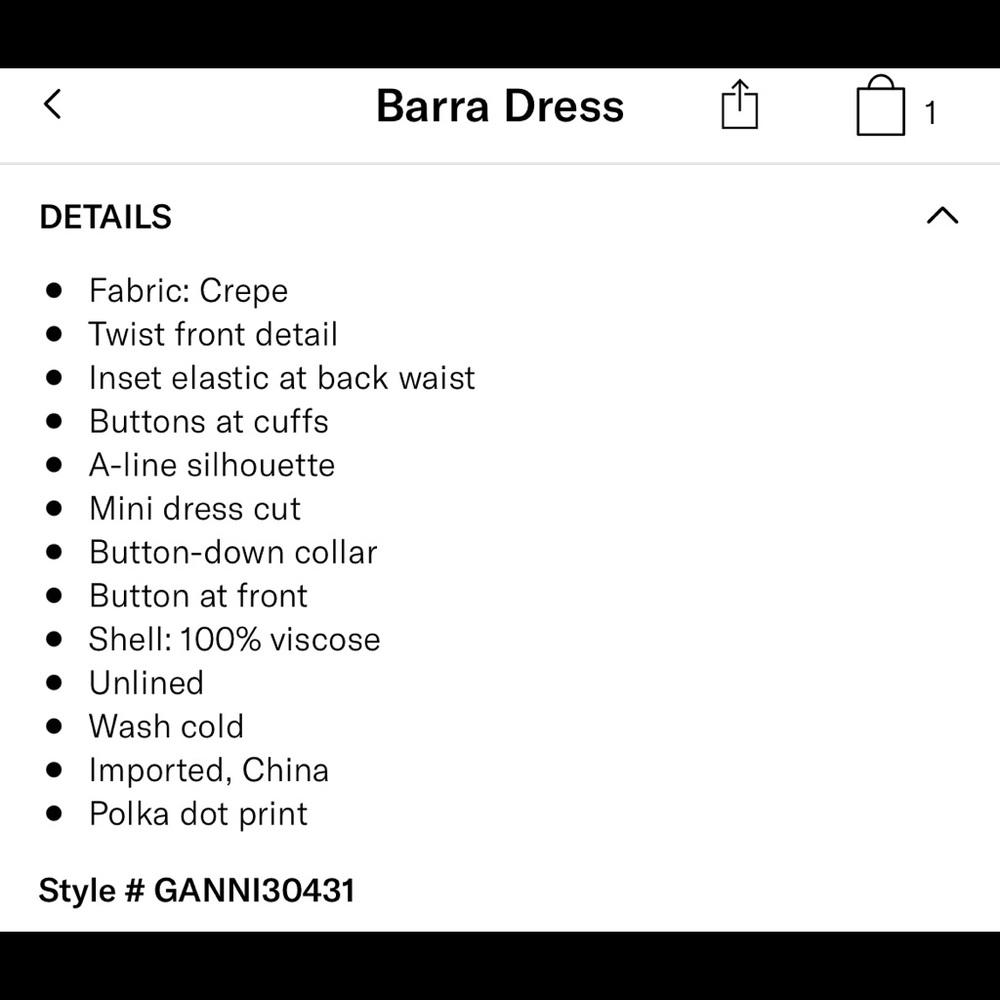 NWT Ganni‎ Barra Dress Polka Dots 42 - Picture 7 of 9